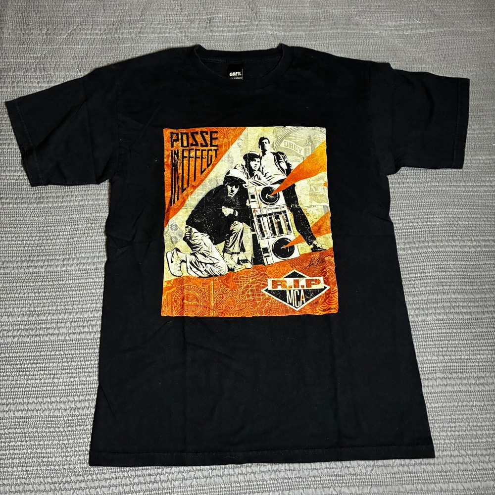Obey Awareness Beastie Boys Posse In Effect RIP MCA T-Shirt Mens Small Black S